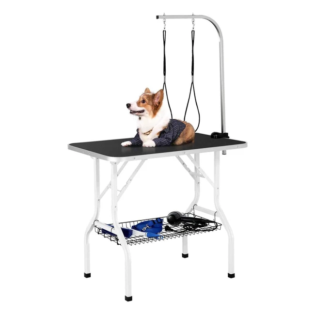 Yaheetech tragbarer Haustierpflegetisch für Hunde und Katzen - Hohenverstellbarer Trimmtisch mit Netzkorb und hoher Belastbarkeit