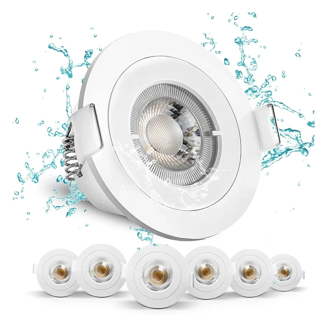 Spot LED encastrable extra plat IP65 étanche 45W pour salle de bain, salon, couloir, bureau - Lot de 6 blanc
