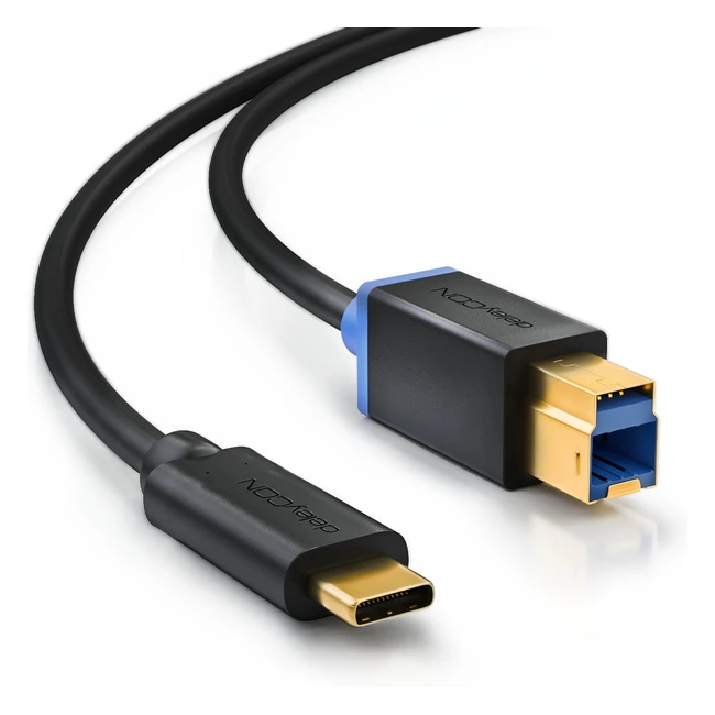 Cable de Impresora y Escáner USB 3.0 deleycon 0.5m Tipo C a Tipo B - Velocidad de Datos de 5Gbps