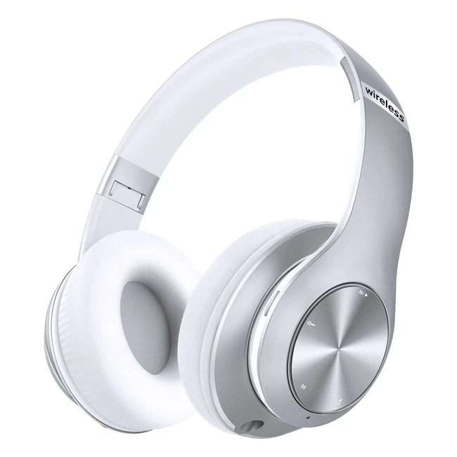 Silver Wireless Over-Ear Headphones with 6 EQ Modes and Microphone - Moobesthy