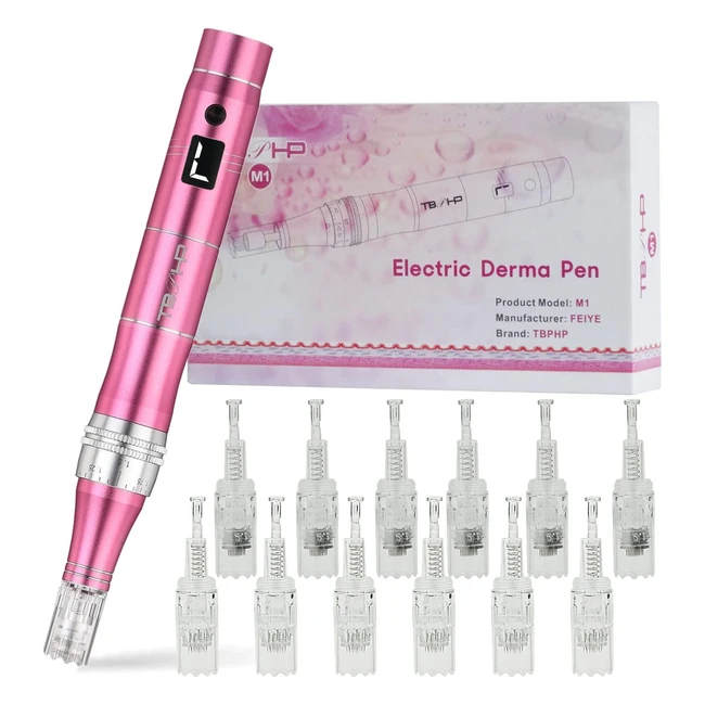 Dermapen TBPHP M1 Electric Wireless Skin Pen with LCD Screen and 12 Cartridges f