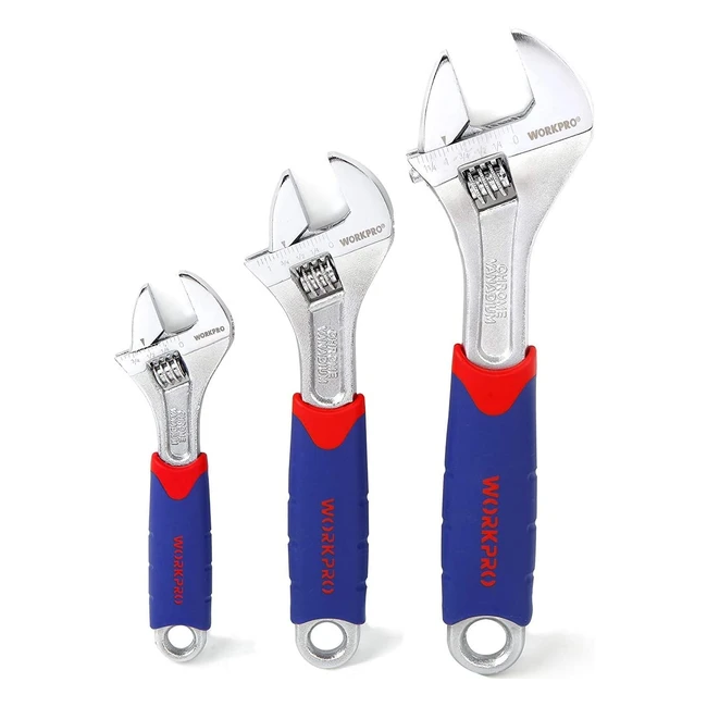 Jeu de clés à molette Wokrpro CRV 150-200-250 mm avec ouverture 19-24-28mm - 3 pièces