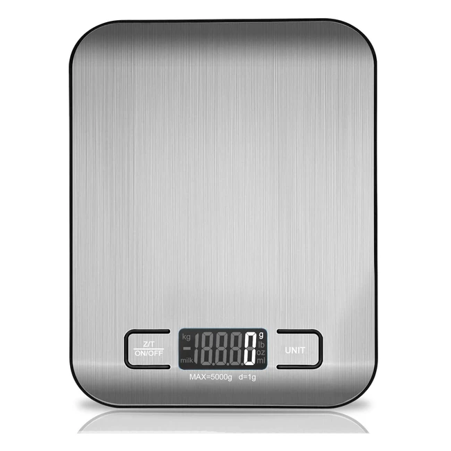 Bilancia da cucina digitale 5 kg in acciaio inox con funzione tara