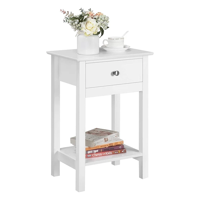 Yaheetech Nachttisch mit Schublade und Ablage, Kommode, Sofatisch, 40x30x60cm, Weiß