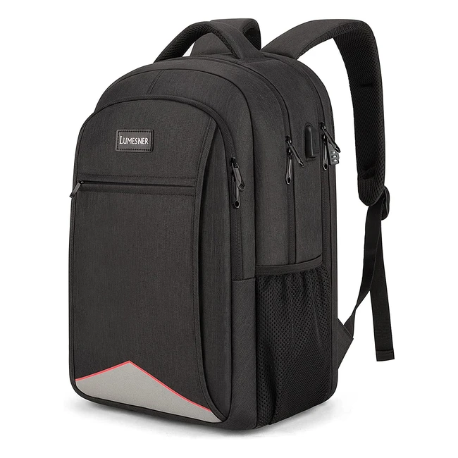Lumesner Business Laptop Backpack - Water Resistant, USB Charging Port, Anti-Theft, 17.3 Inch, for Men/Women