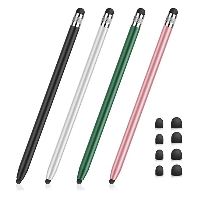 Stylet Meko universel pour écrans tactiles - 2 en 1 pour iPad/iPhone/Tablette - 8 embouts de rechange inclus
