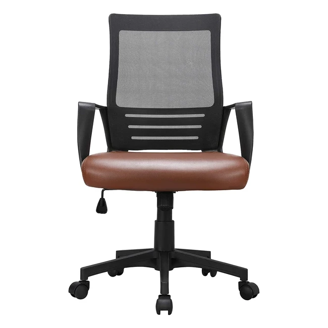 Ergonomischer Bürostuhl von Yaheetech - Kunstleder Drehstuhl mit Armlehne und Netzrückenlehne - Höhenverstellbarer Computerstuhl