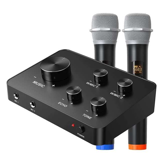 Micrófono inalámbrico UHF para karaoke con Bluetooth y 2 micrófonos de mano