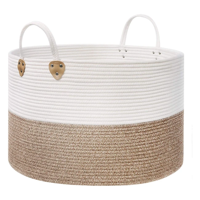 Songmics Cotton Rope Basket - 100L Laundry Storage with Handle, Brown & Beige, Soft & Safe