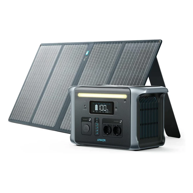 Anker Powerstation 757 - 1229 Wh mit 100 W Solarpanel Ladestation, 2 x 230 V / 1500 W Steckdosen, 2 x USB-C Ports, LED Licht für Camping und Stromausfälle