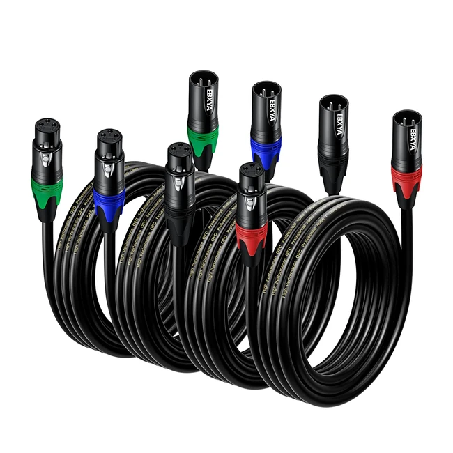 Cavo Microfono XLR 3m 4 Pack - Ebxya, Connettore Maschio/Femmina Bilanciato 3 Pin, Multicolore