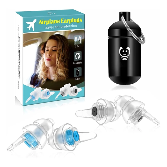 Tappi per le orecchie aereo: regola la pressione e proteggi l'udito durante il volo - 2 coppie riutilizzabili