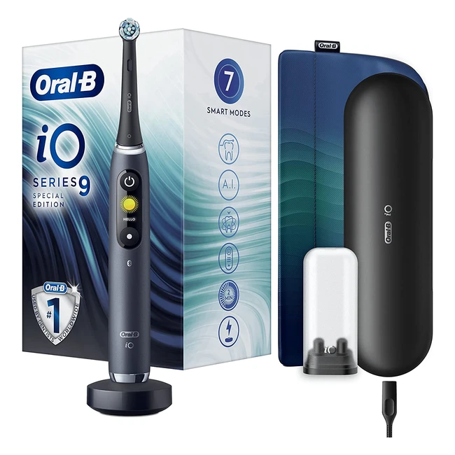 Brosse à dents électrique OralB io Series 9 avec IA, noir - Brossette et étui de voyage offerts