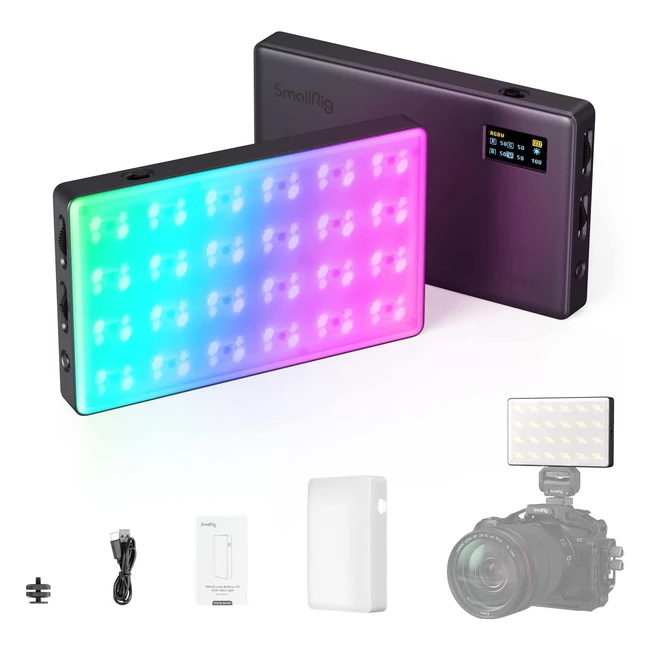 SmallRig LED Videoleuchte RGB 5000 mAh mit OLED-Display, Kaltfußhalterung und Diffusor - 1500 Lux, 03 m, 2500 K-8500 K, All-Metal-Kamera-Dauerlicht mit 12 Lichteffekten