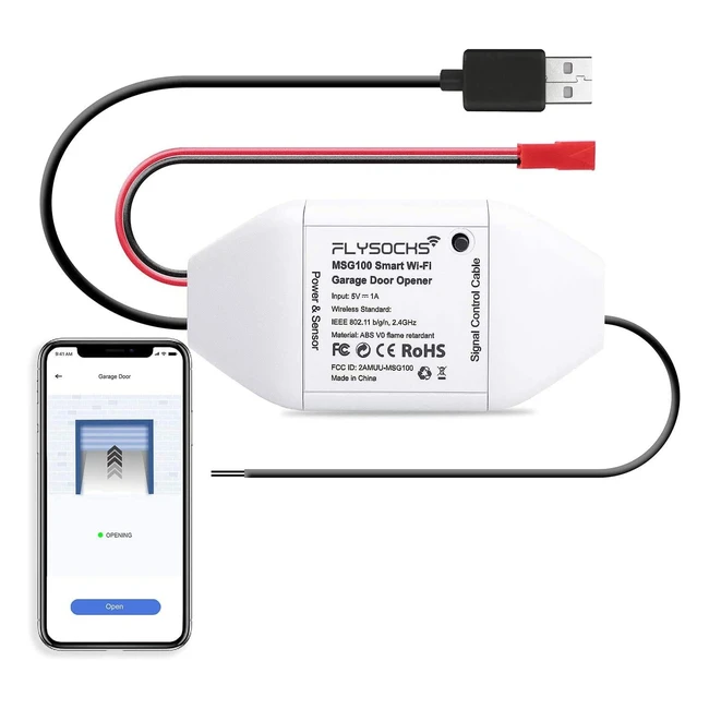 Ouvre-porte de garage connecté WiFi Flysocks - commande vocale et programme de temps par app