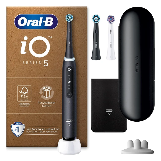 OralB IO Series 5 Plus Elektrische Zahnbürste + 3 Ersatzbürsten, Magnetische Hülle, 5 Reinigungsmodi - Geschenkidee zum Muttertag/Vatertag
