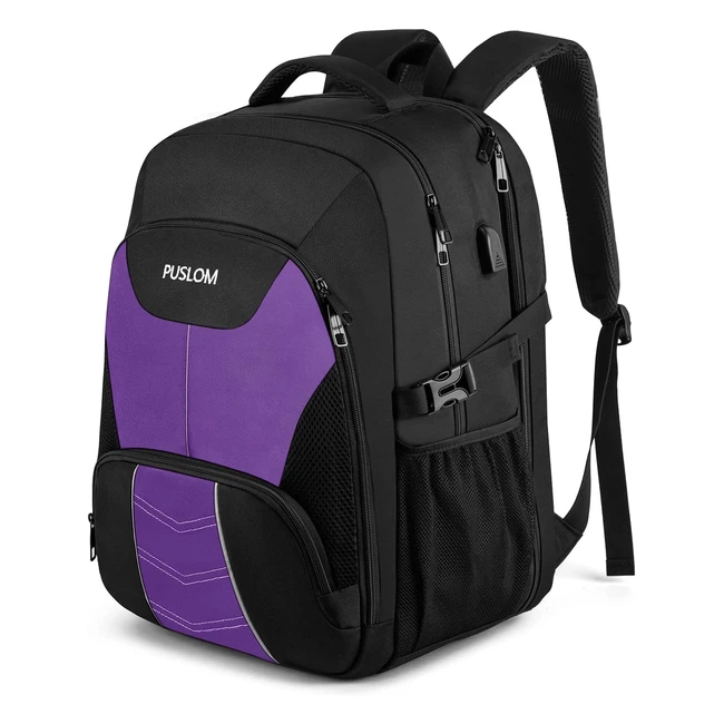 55L Extra Large Backpack for Women - 18.4 Inch Travel Laptop Rucksack with USB Charging Port, TSA Flight Approved, Heavy Duty Computer Bag, College School Bookbag - Purple
