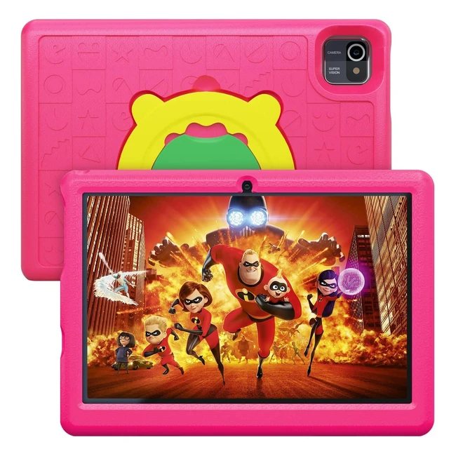 Tablette Enfants Amiamo 10 pouces Android 11 HD IPS 1280x800, 2Go RAM, 32Go ROM, Kidoz préinstallé, double caméra, WiFi, Bluetooth, 6000mAh, rose