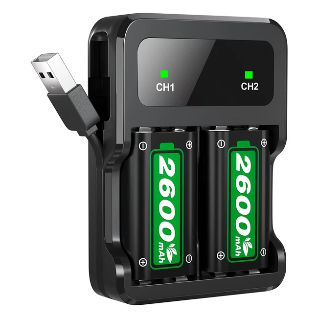 Swanpow Xbox Battery Pack  Charger - 2x2600mAh Rechargeable Batteries w High-S
