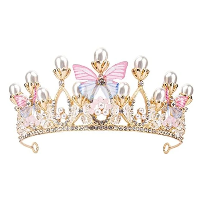 Alytimes Princess Tiara for Girls - Crystal Pearl Crown Headband Ideal for Birt