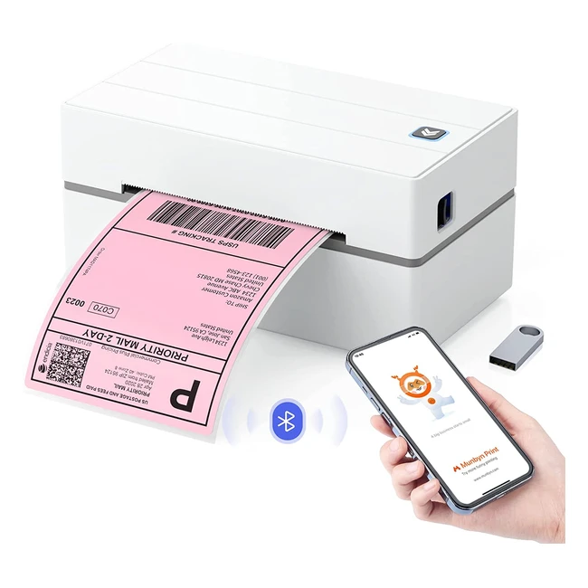 Munbyn Bluetooth Thermal Label Printer - Wireless 4x6 for Shipping Packages - Compatible with Etsy, Shopify, Amazon, and More - ITPP130B