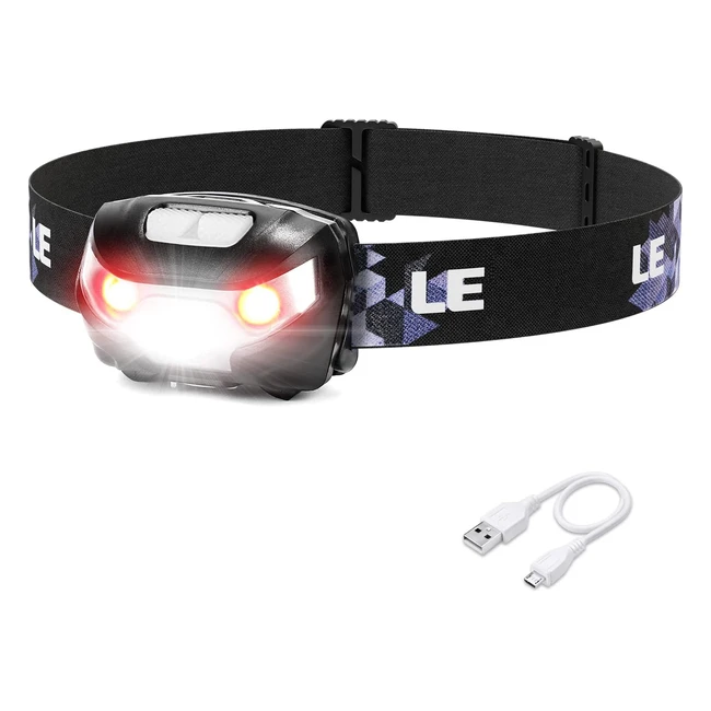 Torcia da Testa LED Ricaricabile USB 1000 Lux - Lampada Frontale con 5 Modalità di Illuminazione IPX4 Impermeabile per Campeggio, Corsa, Pesca - Incluso Cavo USB