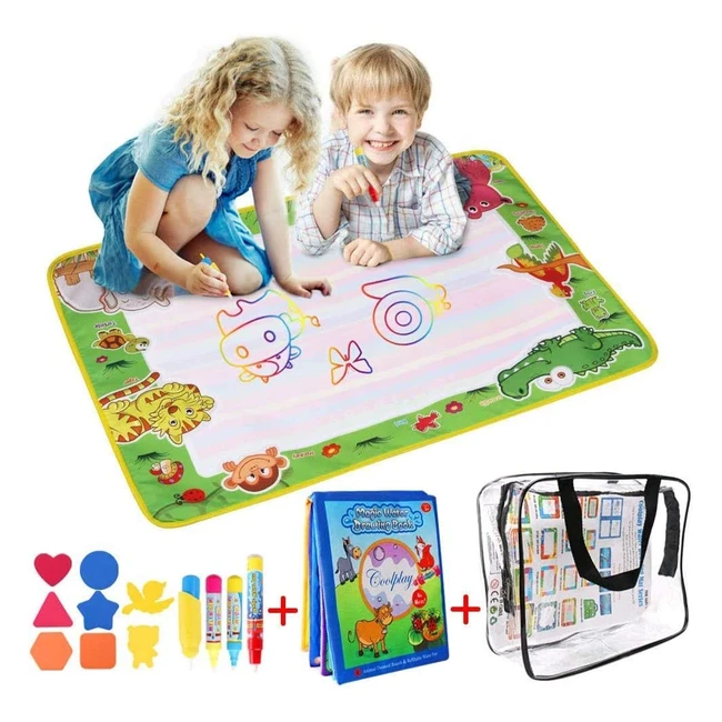 Tapis Aquadoodle 50x70cm - Dessin Eau Rapide, Graffiti Magique, Livre Coloriage et 3 Stylos Peinture - Jouet Educatif pour Enfants 2-4 ans