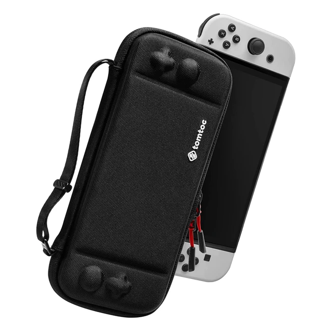 Funda protectora tomtoc para Nintendo Switch OLED - Protección militar contra caídas y arañazos - Espacio para 10 cartuchos de juego - Negro