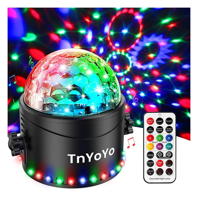 Tnyoyo Disco Ball LED Party Lampe mit Musiksteuerung, 7 Farben, RGB, Fernbedienung, für Kinder und Zuhause