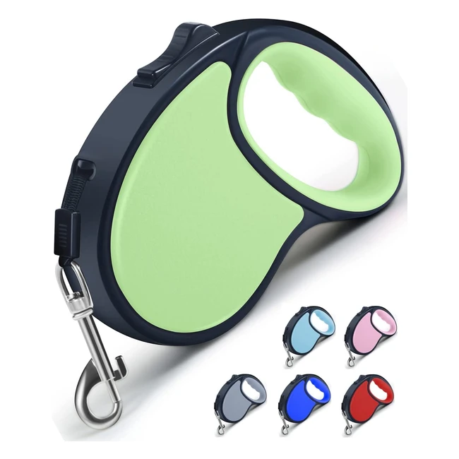Ancoole Retractable Dog Lead - 5m/16ft, 360 Tangle-Free, Anti-Slip Handle, Small/Medium Dogs, Green
