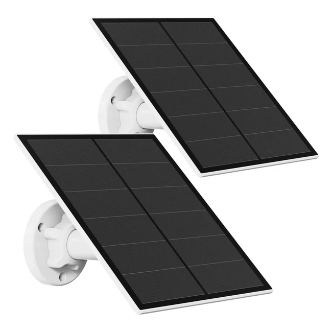 5W Solar Panel for Wireless Outdoor Security Camera - IP65 Weatherproof - Continuous Solar Power - 2 Pack
