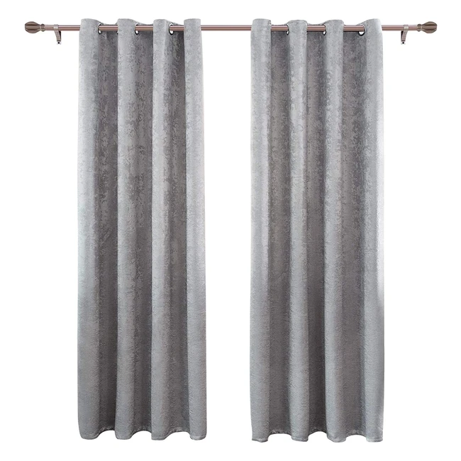 Rideaux occultants effet velours Woltu VH5883DG2 - 2 pièces 135x245cm gris foncé