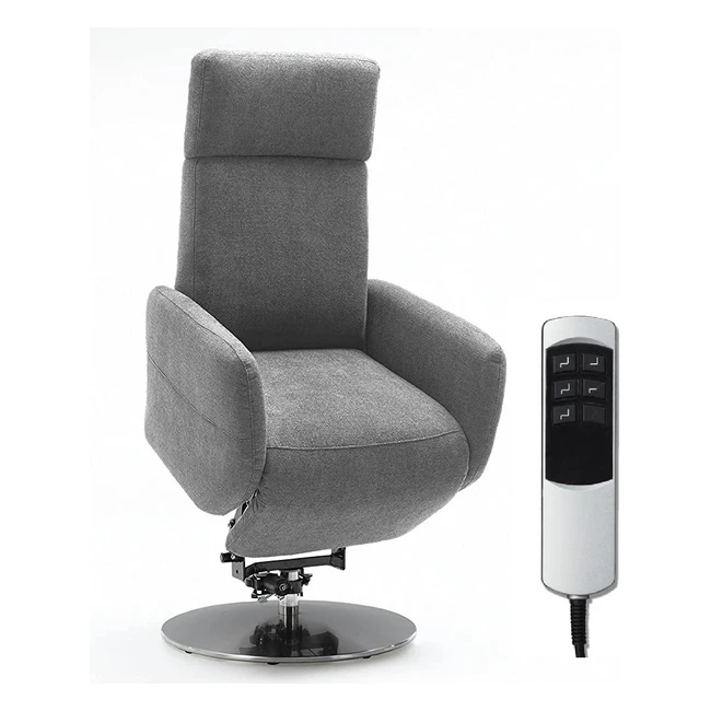 Cavadore TV-Sessel Cobra mit Aufstehhilfe und 2 Motoren - Elektrisch verstellbarer Fernsehsessel in Hellgrau bis 130 kg