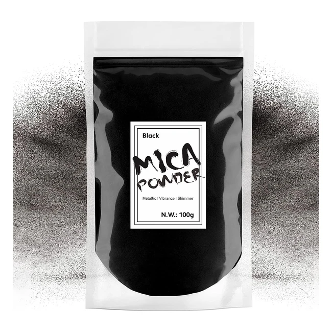 Pigmentos para Resina Epoxi 100g Negro - Polvo de Mica Metálico Natural para Manualidades, Pintura, Jabón, Bombas de Baño, Slime, Velas, Joyería, Cosmético, Arte de Uñas