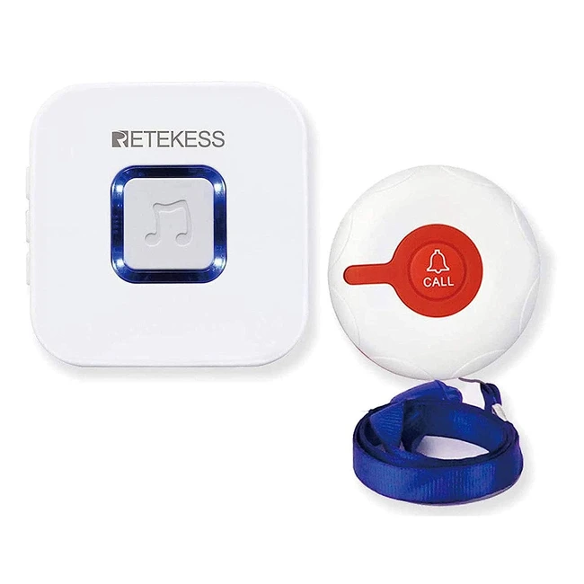 Sistema de llamada de emergencia inalámbrico Retekess TH102 con botón de llamada y receptor de timbre para ancianos, mujeres embarazadas y hospitales