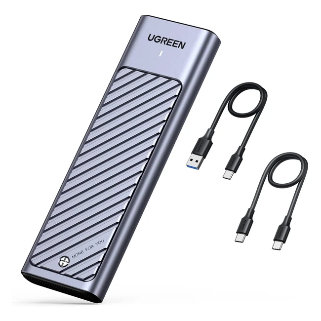 UGREEN M2 NVMe SATA SSD Gehäuse USB 3.2 Gen 2 10Gbps Aluminium M2 Gehäuse mit Kühlpad für NVMe SSD und SATA von MKey/MB Key in 2280/2242/2230/2260 kompatibel mit 970 EVO Plus, 760p usw.
