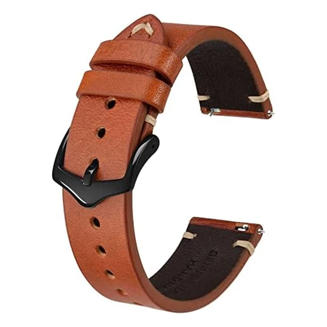 Bracelet de montre Bisonstrap en cuir cousu main, dégagement rapide, 18mm/20mm/22mm