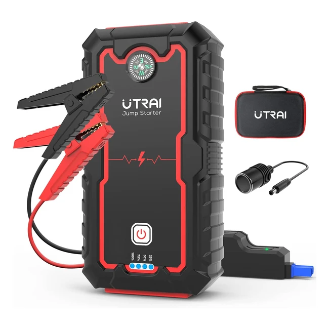 Arrancador de batería de coche Utrai 2000A con linterna LED y 3 puertos USB