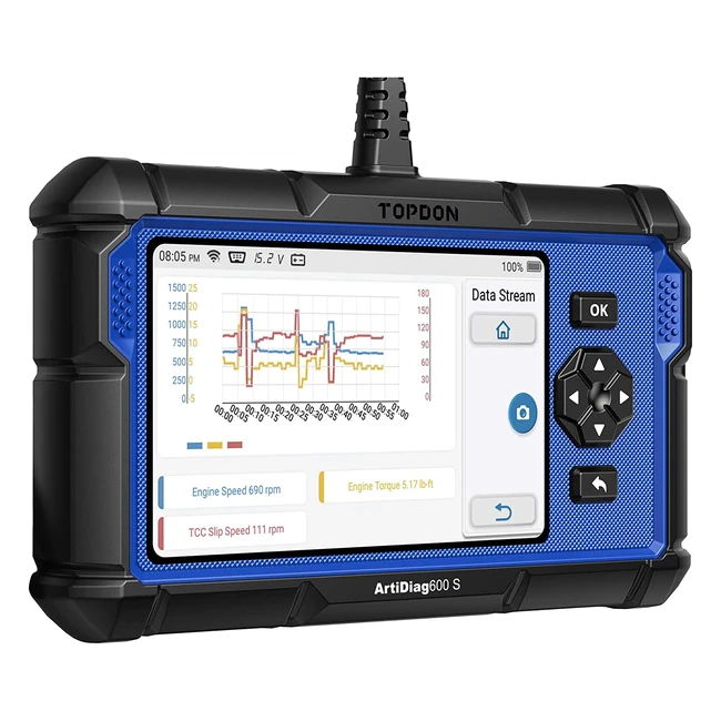 Topdon OBD2 Diagnosegerät ARTIDIAG600S - 8 Servicefunktionen - Ölreset, BMS, ABS, SAS, EPB, DPF, TPMS, Regler - Kostenlose lebenslange Upgrades