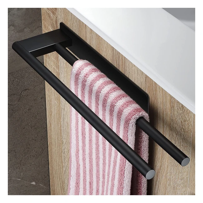 Toallero Adhesivo de Acero Inoxidable 304 - Doble Brazo para Baño y Cocina - Sin Taladro