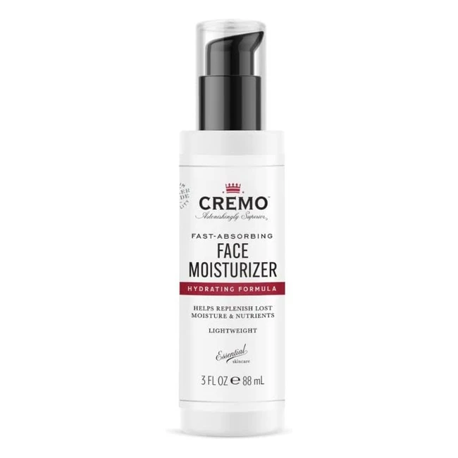 Cremo Men's Face Moisturizer - Lightweight Hydrating Cream - 88ml