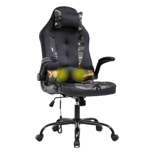 Silla Gaming TLVC66CAMO Negra con Camuflaje - Vibrador Lumbar y Diseño Ergonómico