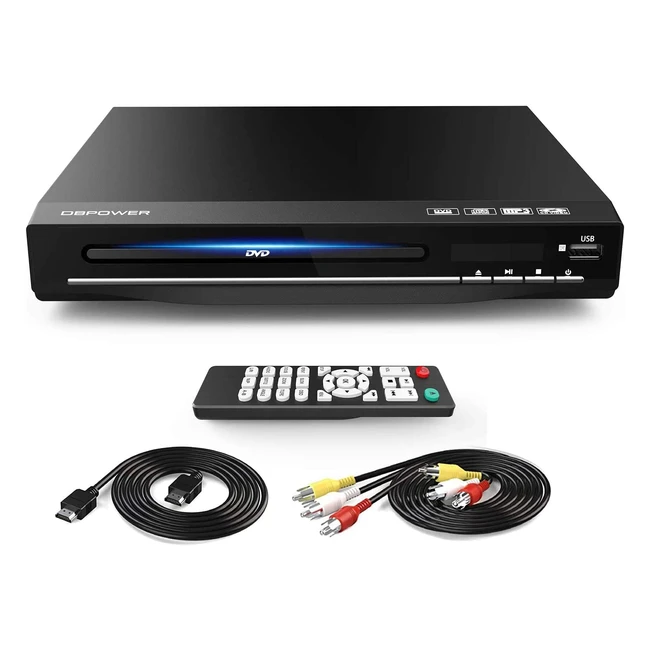 DBPOWER DVD Player for TV - Full HD 1080P, All-Region Free, with HDMI & AV Cable, Remote Control, USB Port, Non-BluRay
