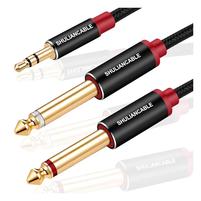 Cable de audio estéreo ShulianCable 35mm a doble 635mm con conectores chapados en oro y trenzado de nailon 3m