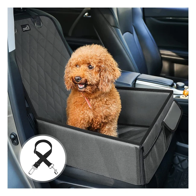 Pecute Dog Car Seat - Extra Stable, Waterproof, Scratch Proof - Great for Small/Medium Dogs with Safety Belt - Grey