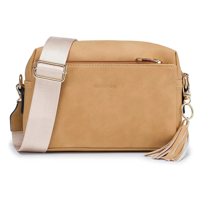 Roulens Small Crossbody Bag - Vegan Leather Shoulder Bag with 3 Zip Compartments
