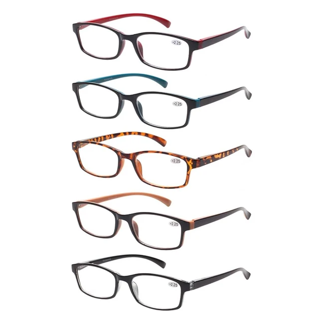 5 Pack Reading Glasses for Men and Women - Spring Hinge, Comfortable, Mix Colors - Ref. 225