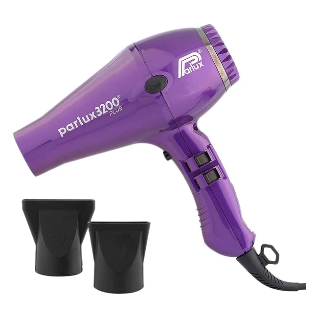 Secador de pelo profesional Parlux 3200 Eco - Potencia 1900W, 2 velocidades y 4 temperaturas - Cable de 3m - Secado rápido - Color violeta