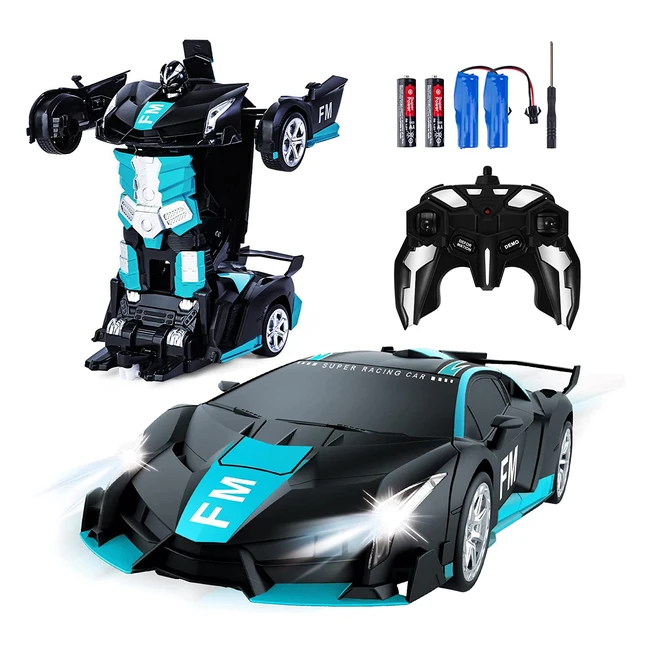 Voiture Robot Kazzley Transform pour Enfants 4-9 ans - RC Cars Toy Cadeau Garçon Bleu Noir