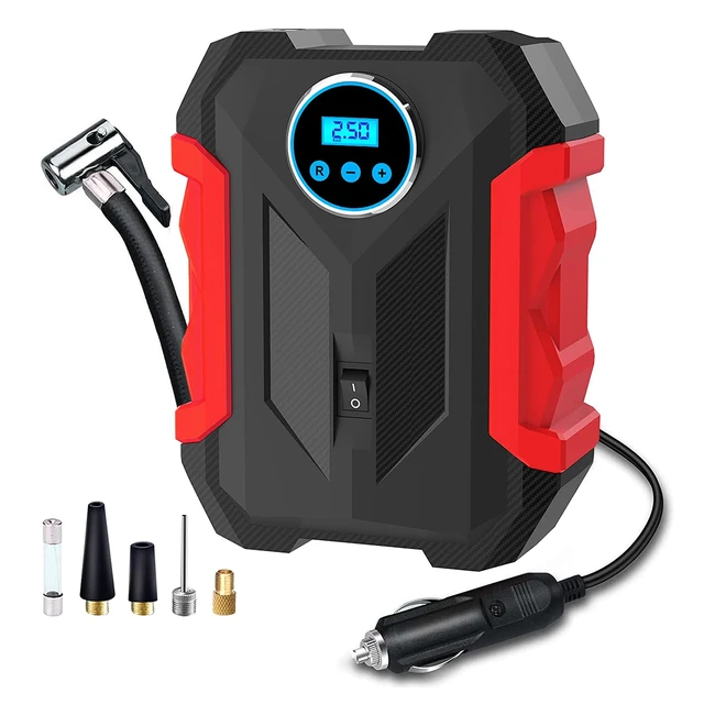 Carsun Portable Digital Tyre Inflator - 150 PSI 12V Air Pump with Pressure Gauge and LED Light
